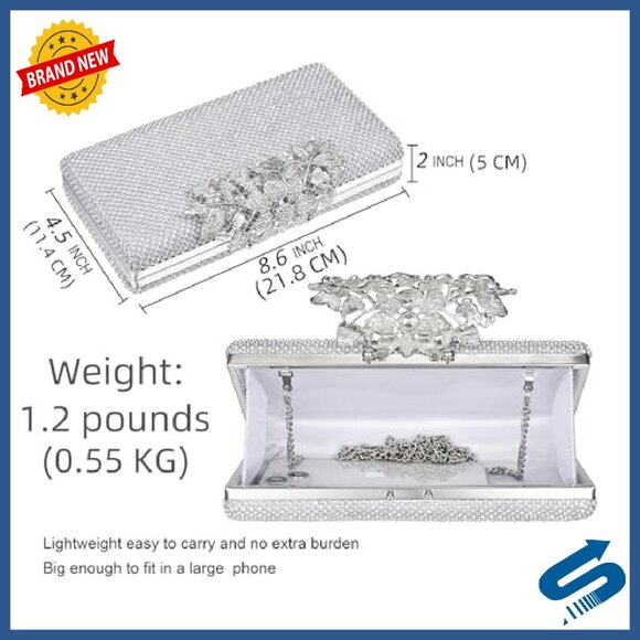 Sparkly Evening Clutch with Detachable Chain Strap for Formal Events